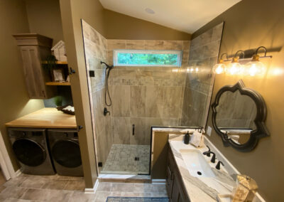 Standing shower by Mountaineer Kitchens & Baths