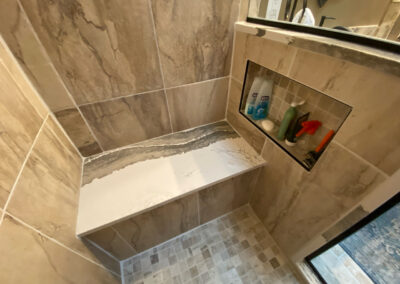 Shower seat installed by Mountaineer Kitchens & Baths