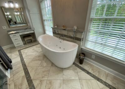 Standing bathtub installed by Mountaineer Kitchens & Baths